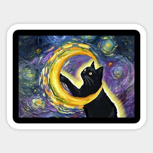 Luna the starry night cat Sticker